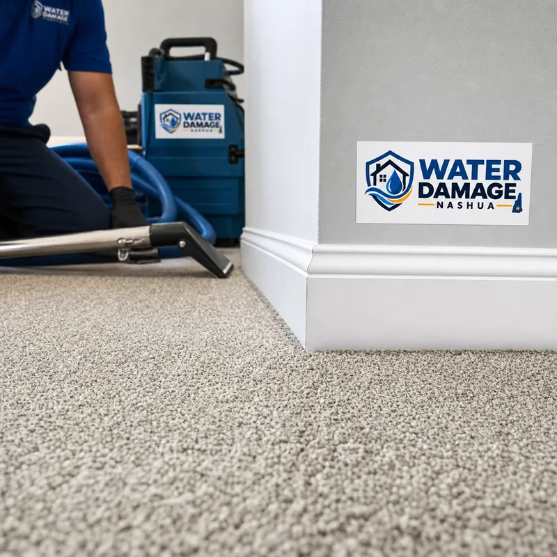 Freshly vacuumed carpet with clean edge lines along a baseboard and corner